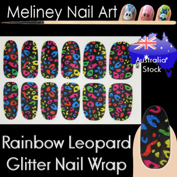 Rainbow Leopard nail wraps sticker Rainbow Leopard nail wraps sticker