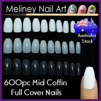 600pc Mid length Coffin full cover nails 600pc Mid length Coffin full cover nails