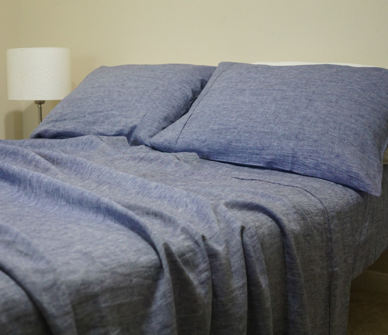 chambray denim linen sheets set handcrafted by superior custom linens sheets set