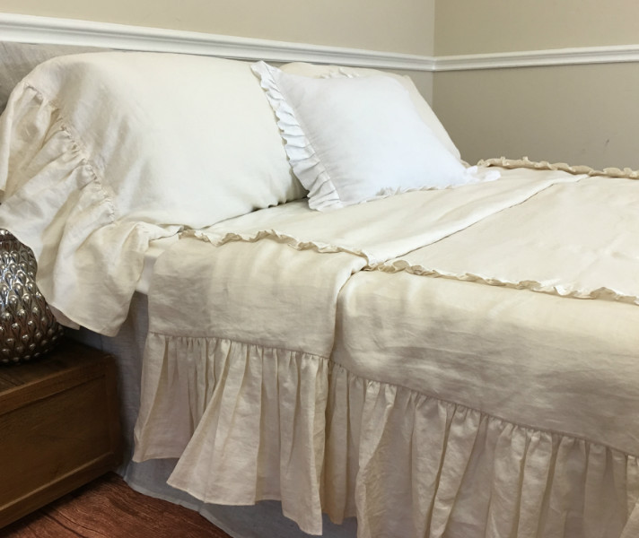 Cream Mermaid Long Ruffle Duvet Cover Handcrafted by Superior Custom
