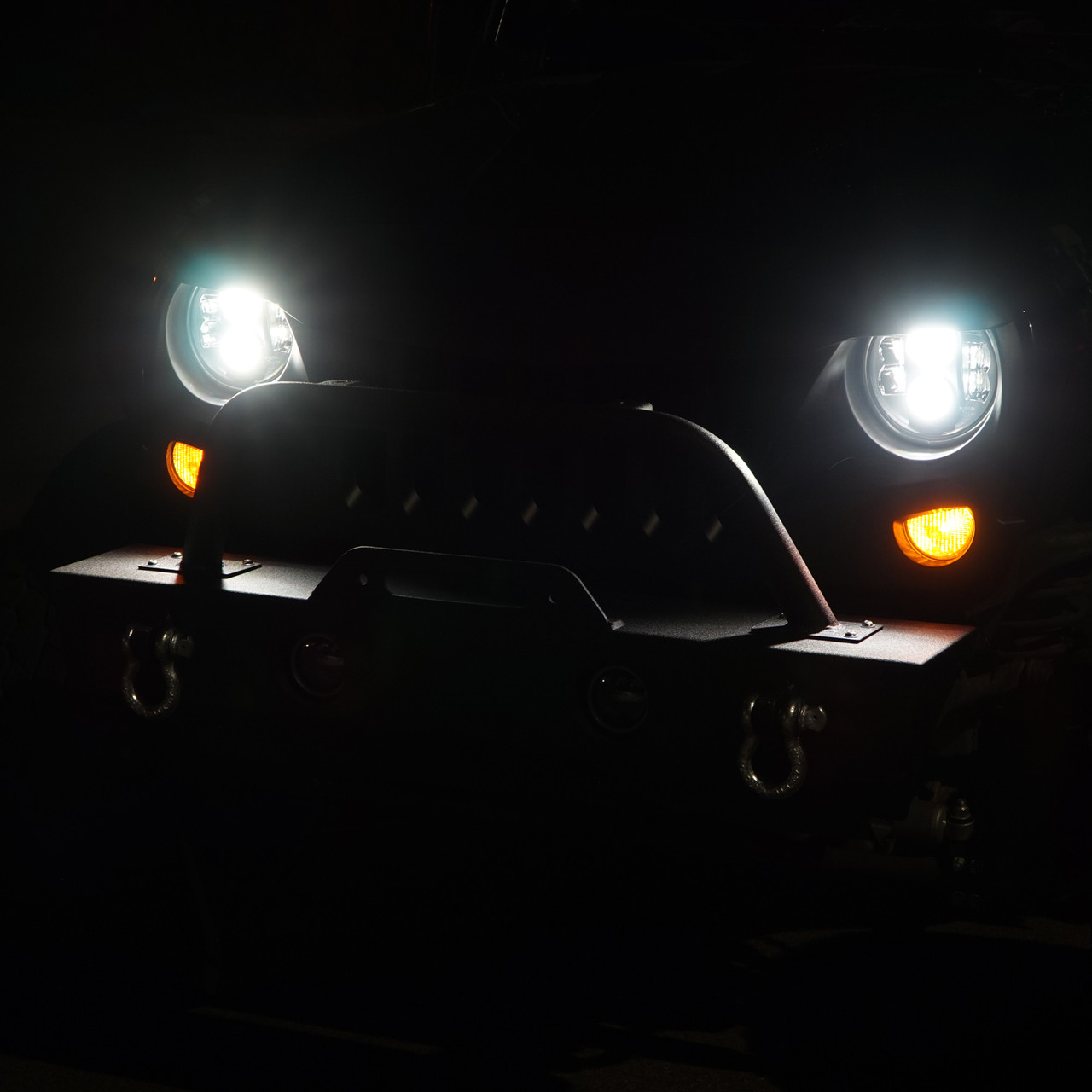 APOLLO Black Projector LED Headlights for Wrangler 1996-2017