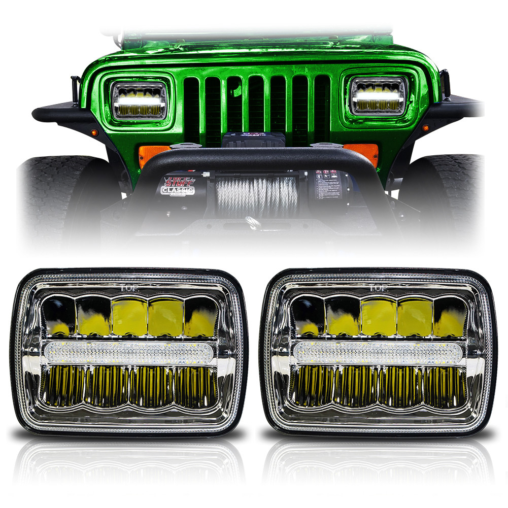 XDR LED Chrome Headlights w/DRL for XJ and YJ JEEPFEDERATION