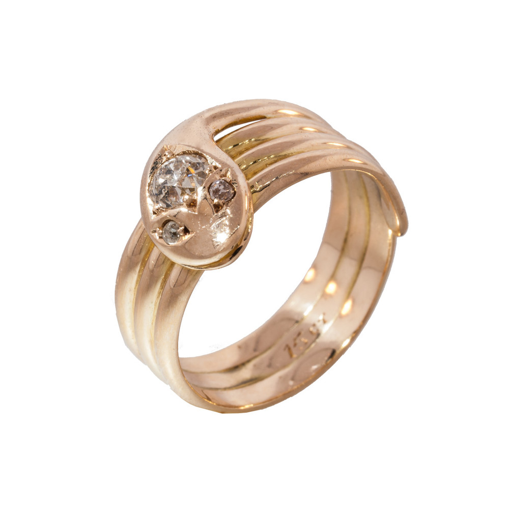 Antique Diamond Gold Snake Ring Sugar Et Cie A Late Victorian Early Edwardian Diamond And Gold Snake Ring
