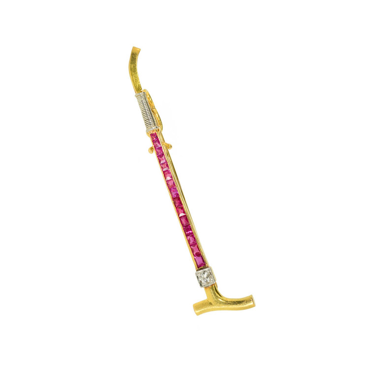 Antique: Ruby, Diamond, Platinum & Gold Polo Mallet