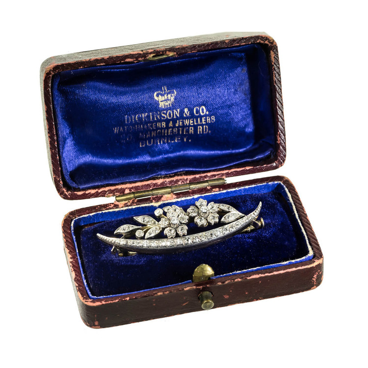 Antique Diamond Crescent Brooch