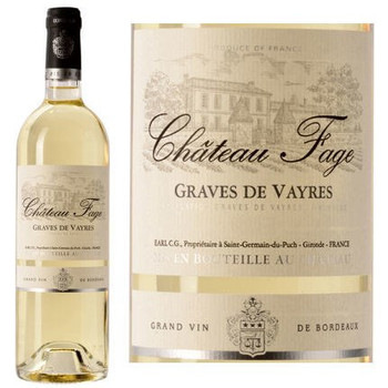 Chateau Fage Graves de Vayres Bordeaux Blanc 2016 Chateau Fage Graves de Vayres Bordeaux Blanc 2016