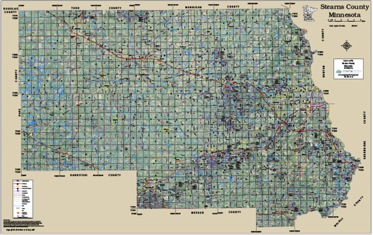 Stearns County Minnesota 2015 Aerial Wall Map Stearns County Parcel Map 2015 Stearns County 8301