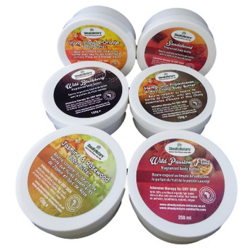 250ml Jasmine and Rosewood Dry skin moisturising body butter with pure shea butter
250ml Wild Passion Fruit Body Butter for very dry skin, very fresh and fruity, amazing scent
250ml Wild Black berry and Black currant intensive shea butter body butter
250ml Shea Butter Hemp body butter, nourishing skin firming butter with long lasting hydration
Sandalwood spice body butter, woody, spicy and exotic, nourishing dry skin therapy for daily use 250ml
250ml Ylang Ylang Body butter 250ml Jasmine and Rosewood Dry skin moisturising body butter with pure shea butter
250ml Wild Passion Fruit Body Butter for very dry skin, very fresh and fruity, amazing scent
250ml Wild Black berry and Black currant intensive shea butter body butter
250ml Shea Butter Hemp body butter, nourishing skin firming butter with long lasting hydration
Sandalwood spice body butter, woody, spicy and exotic, nourishing dry skin therapy for daily use 250ml
250ml Ylang Ylang Body butter