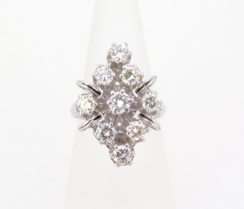 Vintage ladies 14k gold 1.17ct VS diamond cluster dress ring Val $5190