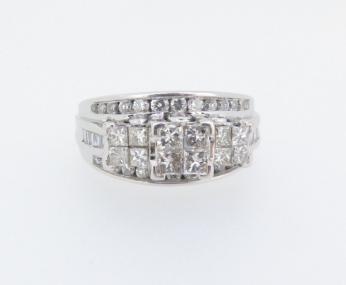 Impressive 14ct White Gold 1.28ct Diamond Cluster Ladies Ring VAL $4570