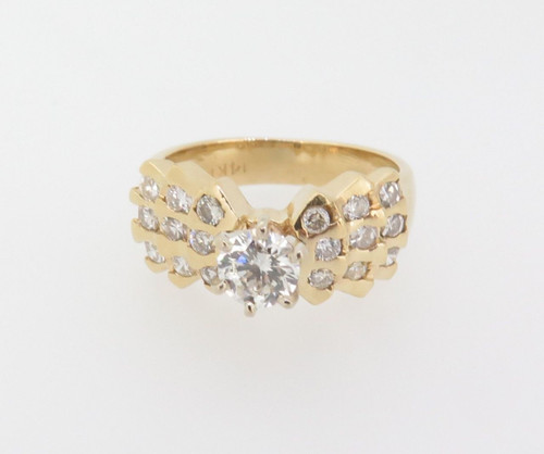 Vintage 14k yellow 0.76cttw H SI diamonds set dress ring Val $4600