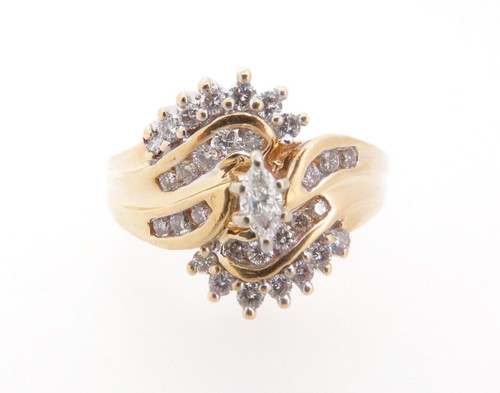 14k Gold 0.51ct Diamond cluster Ladies dress ring, valuation $3885