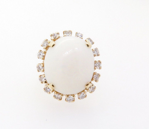 Vintage Opal & Diamond 14k Yellow Gold Ladies Halo Ring Size F Val $3970