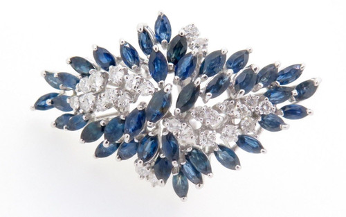 14k White Gold 1.20ct Diamond & Aust Sapphire Ladies Cluster Ring Val $9345