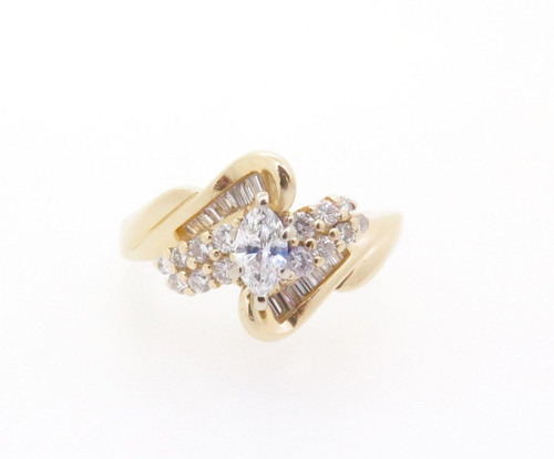 0.70ct Diamond Set 14k Yellow Gold Ladies Cluster Ring Size M Val $4245