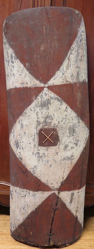 Huge Vintage 100% genuine PNG tribal wooden war shield, museum quality #3