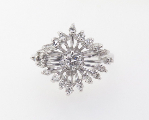 0.40ct Diamond Claw Set 14k White Gold Dress Ring Size O Val $2635