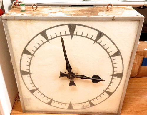 c1950s MASSIVE DOUBLESIDED ELECTRIFIED RAILWAY STATION BUSINESS COMMERCIAL CLOCK