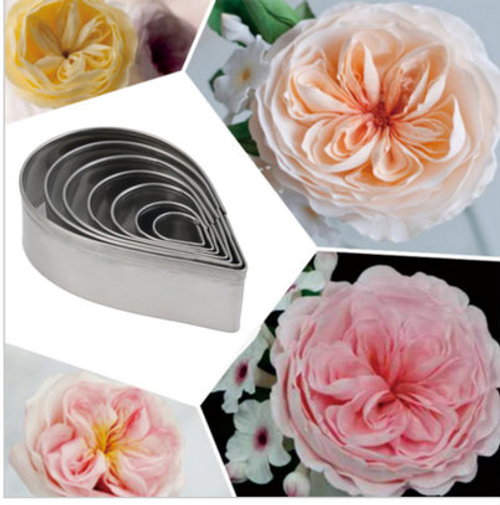 Austin Rose Flower Cutter Set 7pc Single Petal Austin Rose Flower Cutter Set 7pc Single Petal
