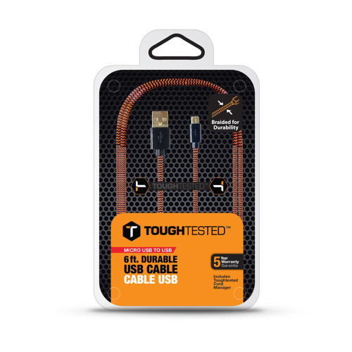 toughtested mfi braided usb lightning cable 6 ft orange-black toughtested mfi braided usb lightning cable 6 ft orange-black