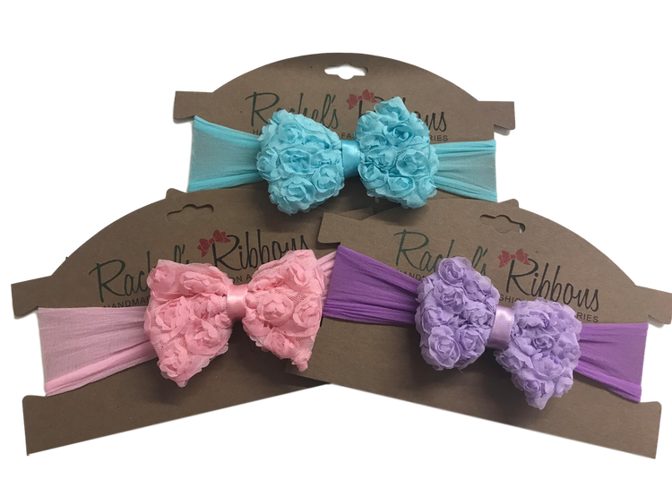Sheer Headband w/ Shabby Rose Bow