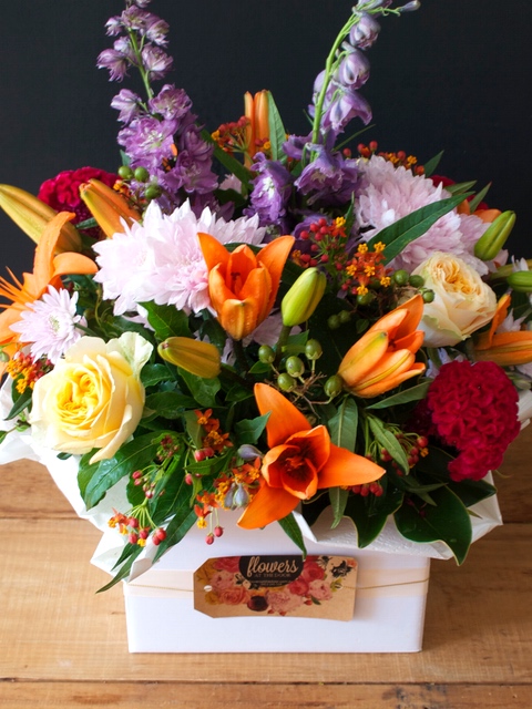 Vibrant Box Arrangement of Flowers