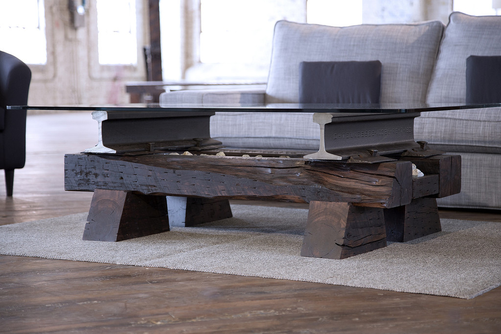 statement piece coffee table timber steel