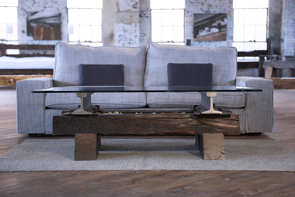 conversation piece coffee table authentic reclaimed metal and distressed hardwood timber