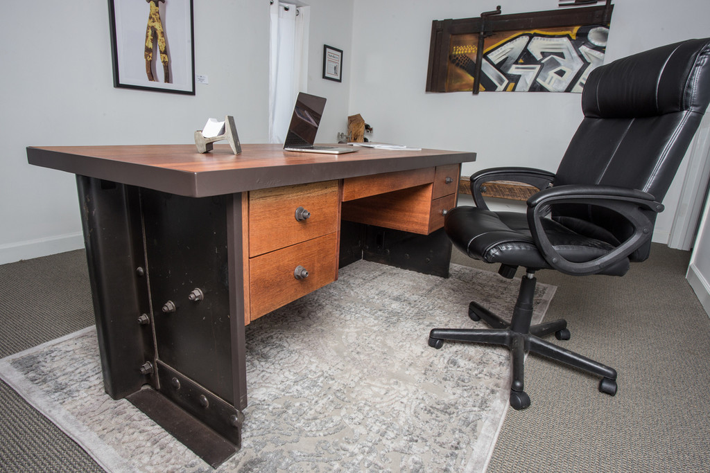 vintage modern decor style desk from reclaimed salvaged railroad railcar with drawers
