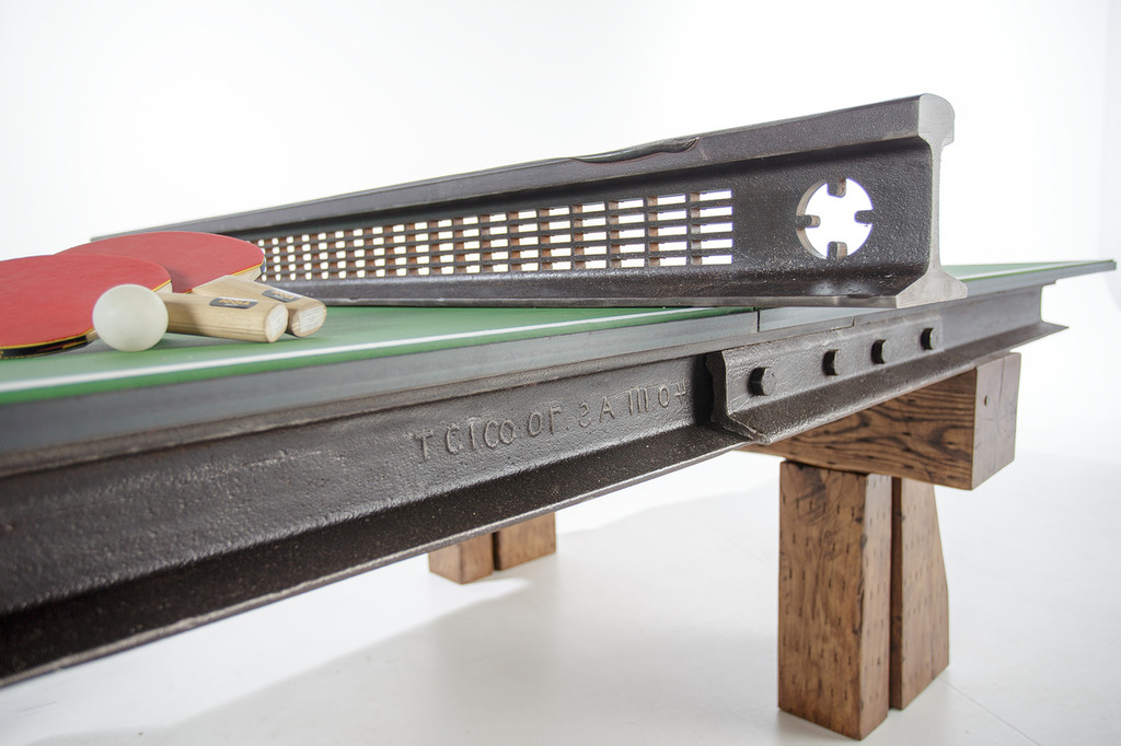 Game table for upscale commercial and residential interiors from reclaimed wood and steel hand-crafted by Rail Yard Studios, Custom Furniture Nashville, Tennessee