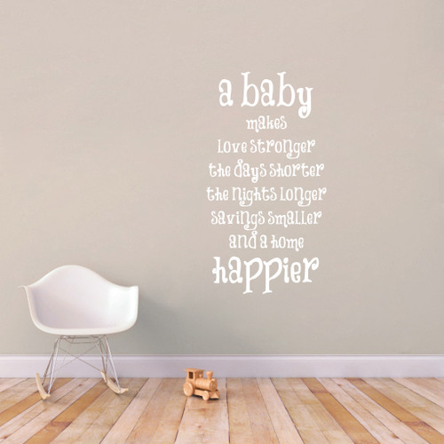 A Baby Makes Wall Decal 28" wide x 52" tall Sample Image