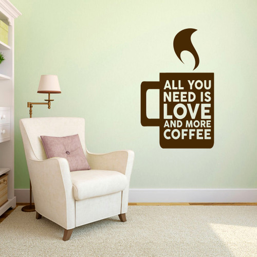 Love And More Coffee Wall Decals 22" wide x 36" tall Sample Image