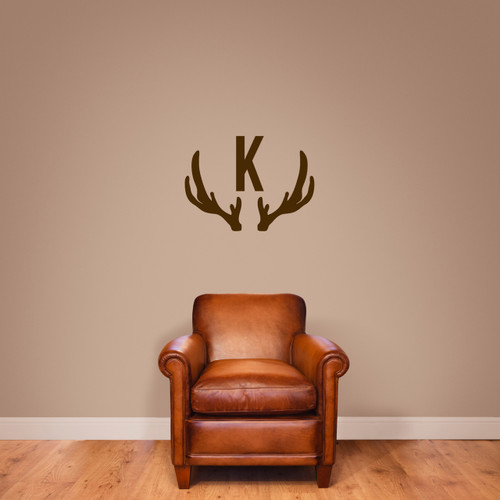 Antlers Monogram Wall Decal 30" wide x 22" tall Sample Image