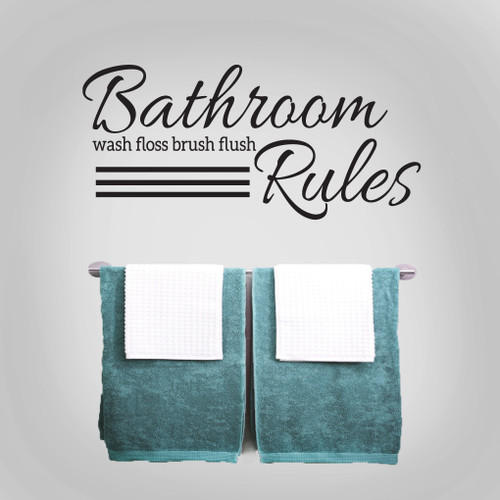 Bathroom Rules Wall Decals 36" wide x 16.5" tall Sample Image