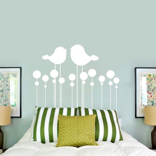 Kissing Birds Headboard Wall Decals and Stickers