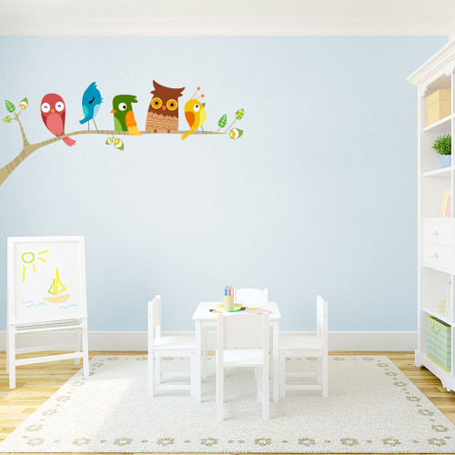 Birds On A Limb Printed Wall Decals 48" wide x 21" tall Sample Image
