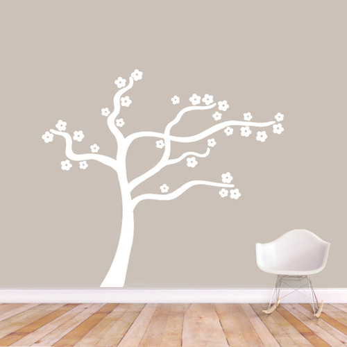 Blowing Flower Tree Wall Decal Wall Stickers 60" wide x 54" tall Sample Image