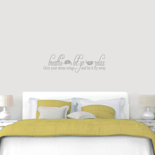 Breathe Let Go Relax Wall Decal 48" wide x 14" tall Sample Image