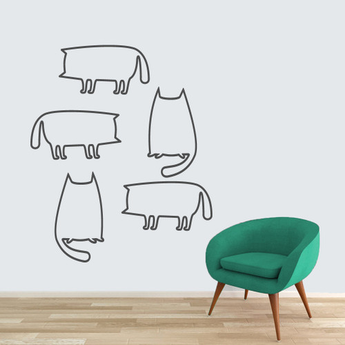 Cat Outlines Wall Decals Large Sample Image