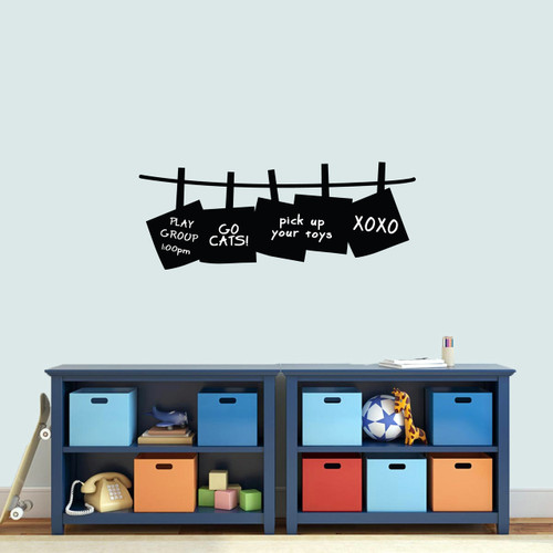 Chalkboard Pinned Notes Wall Decals 36" wide x 14" tall Sample Image (Writing Not Included With Order)