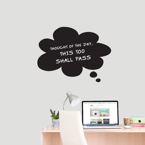 Chalkboard Thought Bubble Wall Decals 24" wide x 18" tall Sample Image (writing not included)