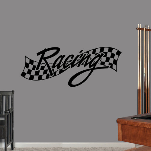 Checkered Racing Wall Decal 48" wide x 19" tall Sample Image