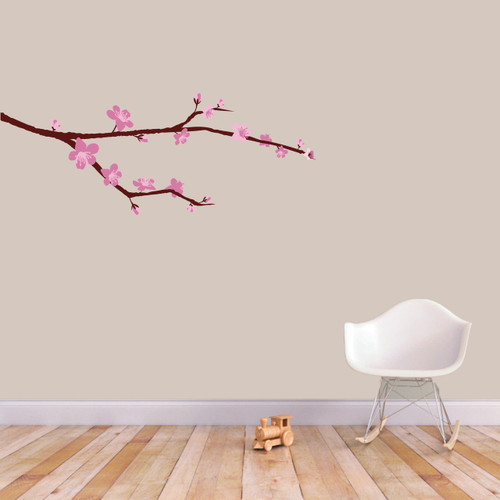 Cherry Blossom Branch Printed Wall Decal 36" wide x 14" tall Sample Image