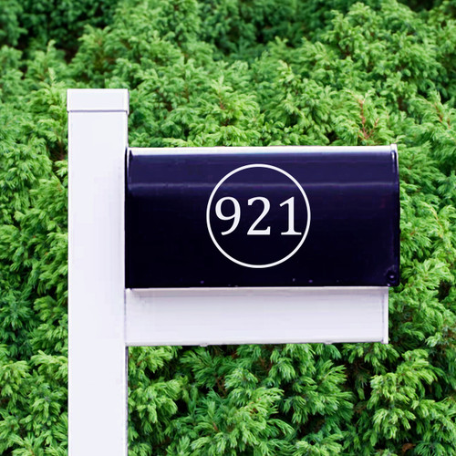 Custom Circle House Number Decal 6" wide x 6" tall Sample Image