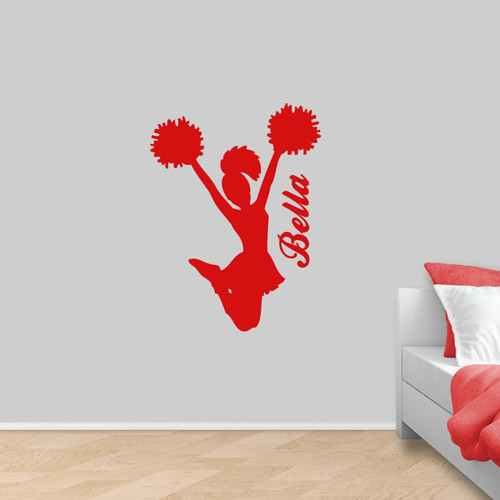 Custom Cheerleader Wall Decal 27" wide x 36" tall Sample Image