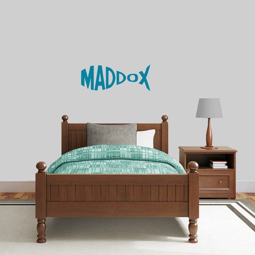 Custom Fish Name Wall Decal 36" wide x 14" tall Sample Image