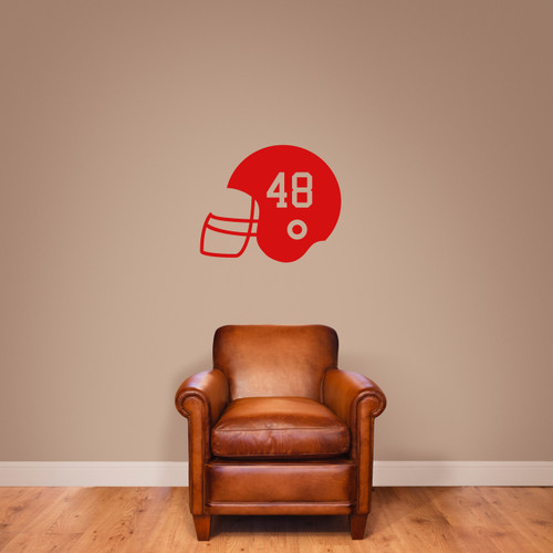 Custom Football Helmet Wall Decal 24" wide x 20" tall Sample Image