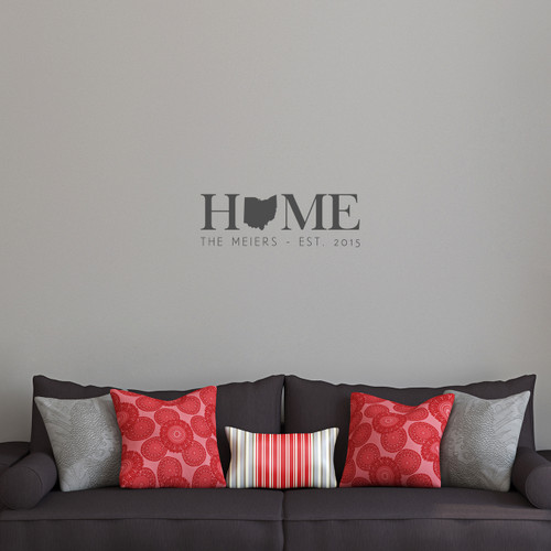 Custom Home State Wall Decal 24" wide x 8" tall Sample Image
