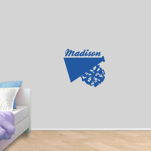 Custom Megaphone and Pom Wall Decal 24" wide x 22" tall Sample Image