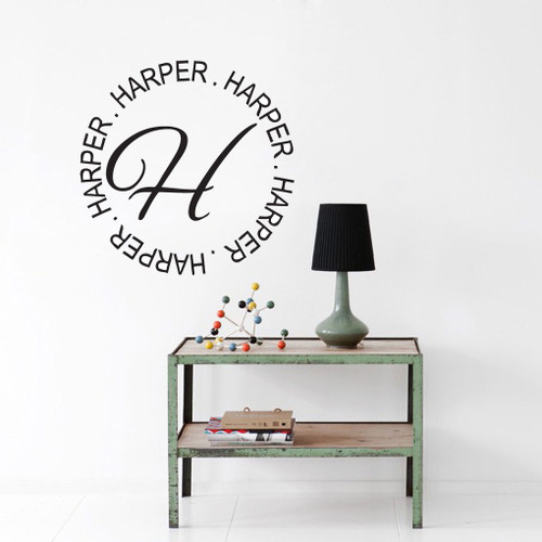 Circle Name With Monogram Wall Decals and Stickers